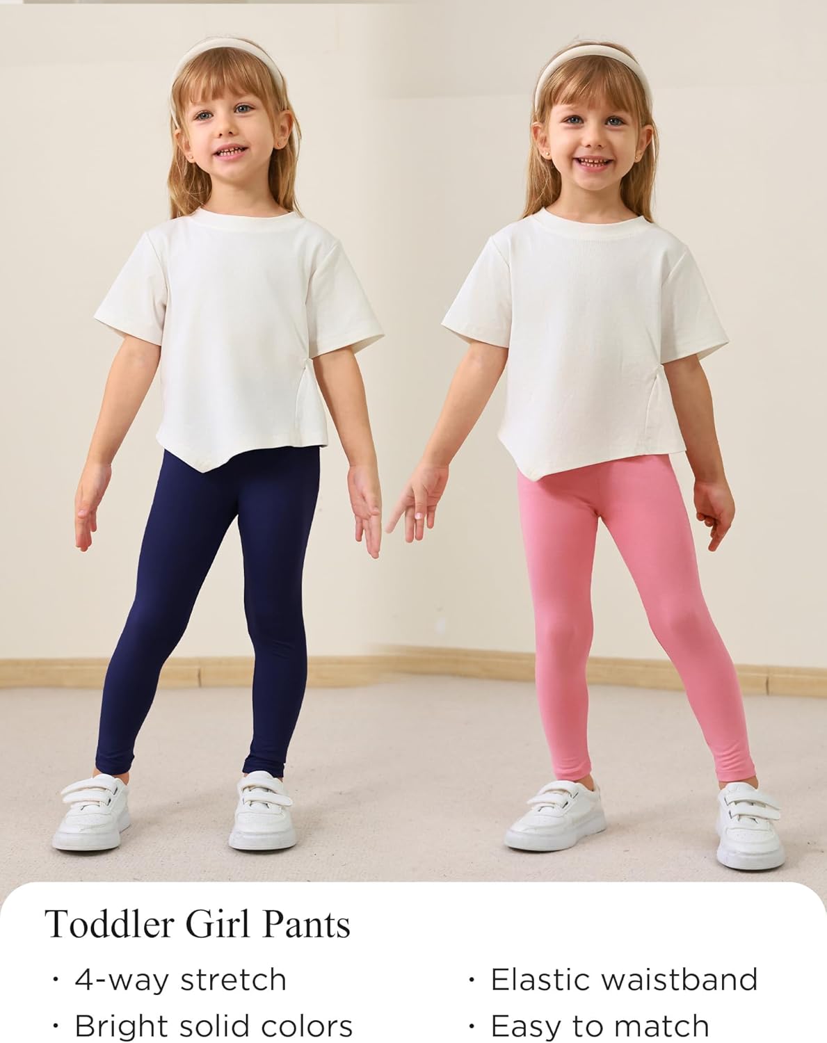 Toddler Girls Leggings 2-Pack Bamboo Viscose Little Girls Casual Stretch Pants