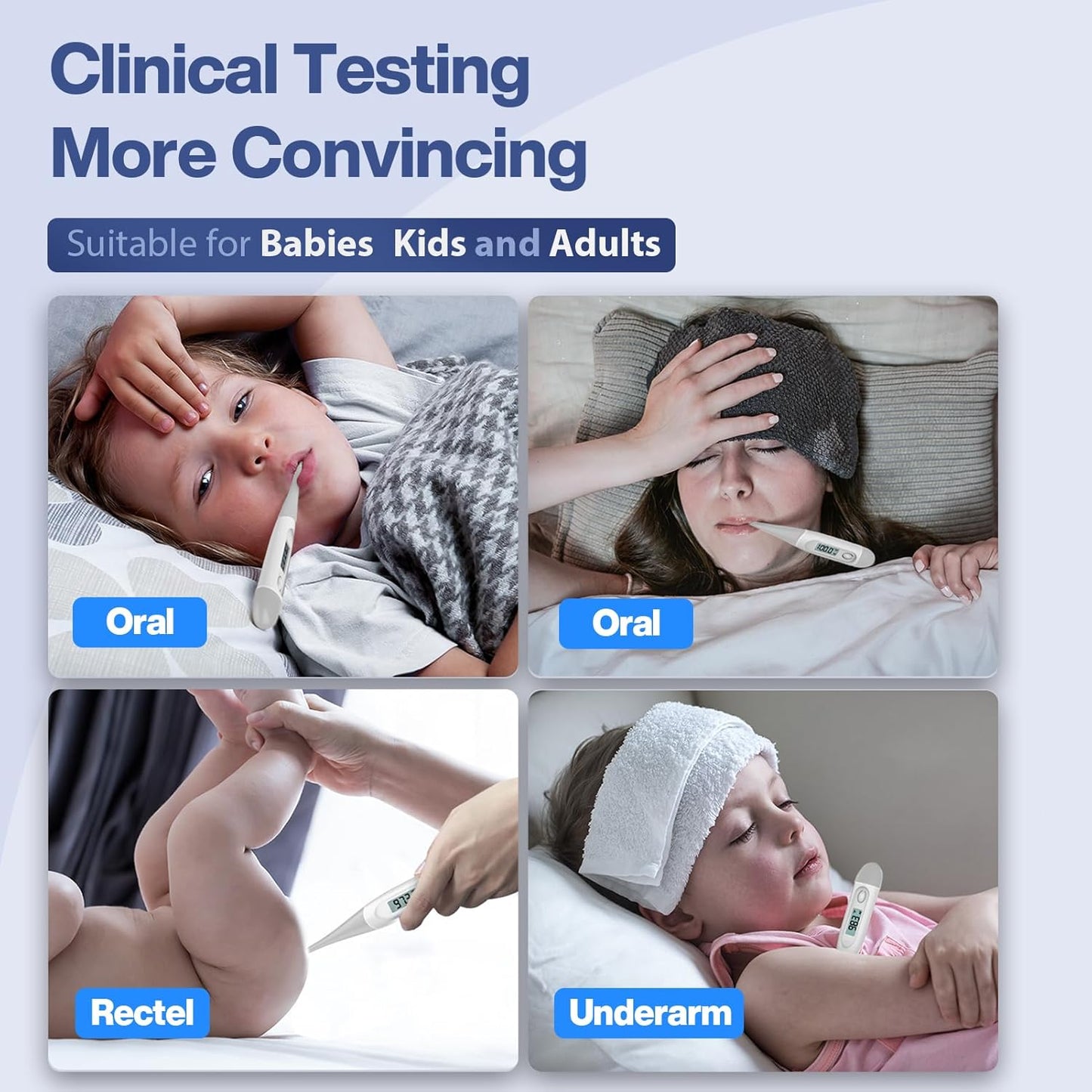 Boncare 10 Seconds Digital Thermometer for Adults and Kids - Accurate & Safe Rectal Thermometer for Baby with Fever Alarm, Oral Thermometer (Gray)