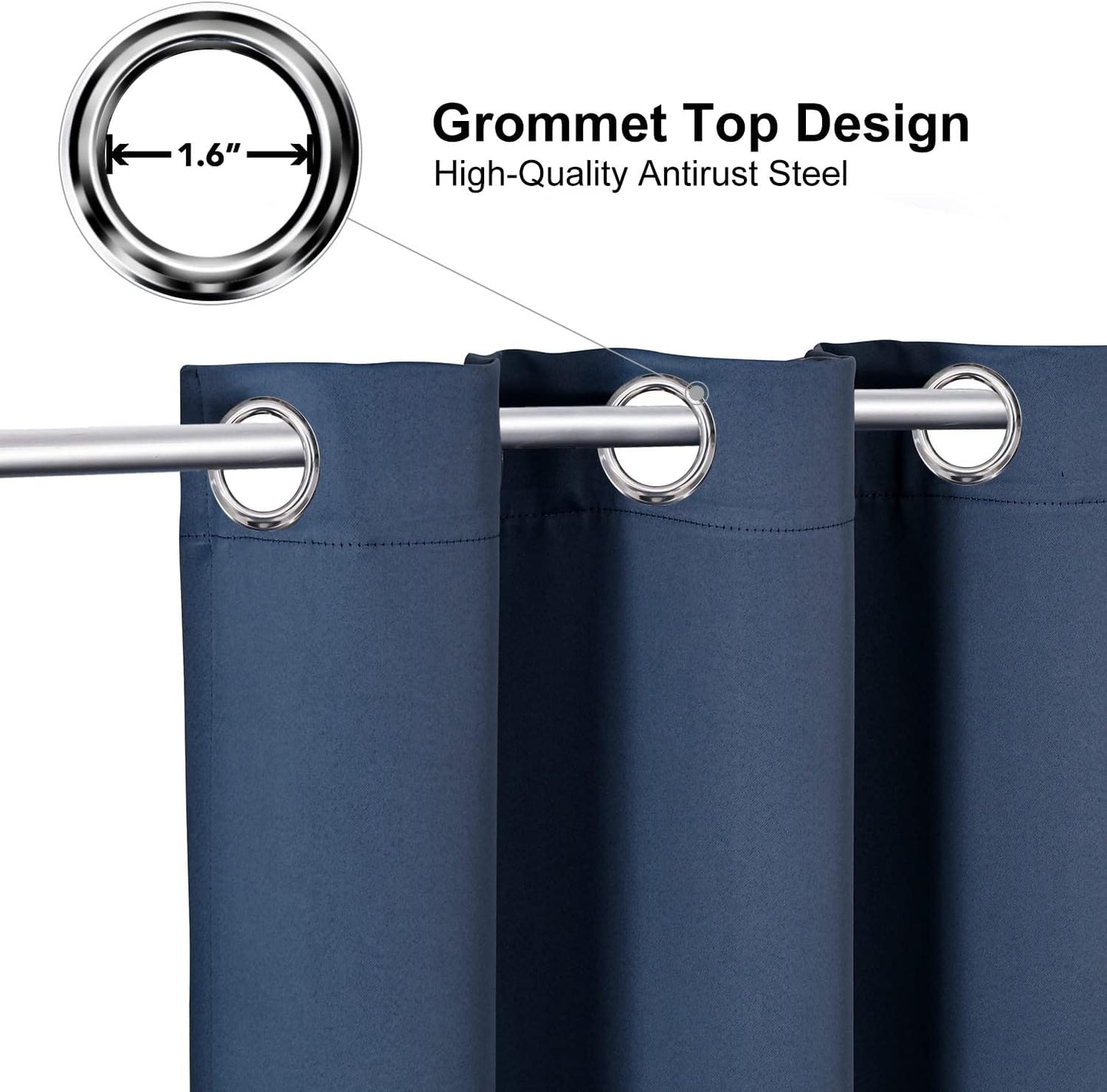 ChrisDowa Grommet Blackout Curtains for Bedroom and Living Room - 2 Panels Set Thermal Insulated Room Darkening Curtains (Stone Blue, 52W x 84L)