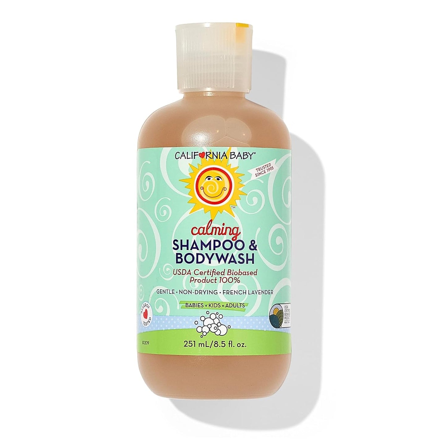 California Baby Calming Baby Shampoo + Baby Wash | 100% Plant-Based | Lavender Body Wash For Sensitive Skin | Hypoallergenic | 251 mL / 8.5 oz.