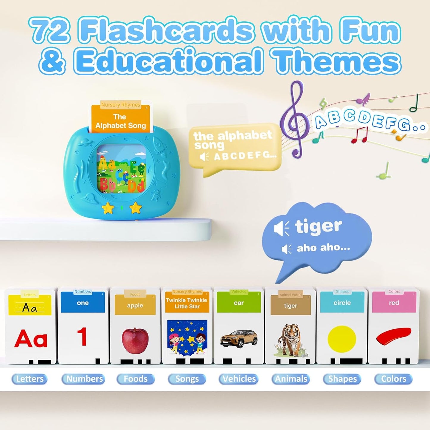 Toddlers Talking Flash Cards with American Accent & 144 Sight Words, Speech Therapy Toys for 3 4 5 6 Years Old Boys and Girls (Blue)