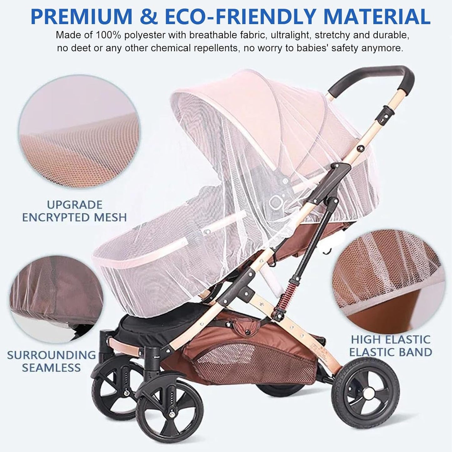 Mosquito Net for Stroller 2Pack - Protective Baby Stroller Mosquito Net - Perfect Bug Netting for Strollers, Bassinets, Cradles, Playards, Pack N Plays and Portable Mini Crib (White)