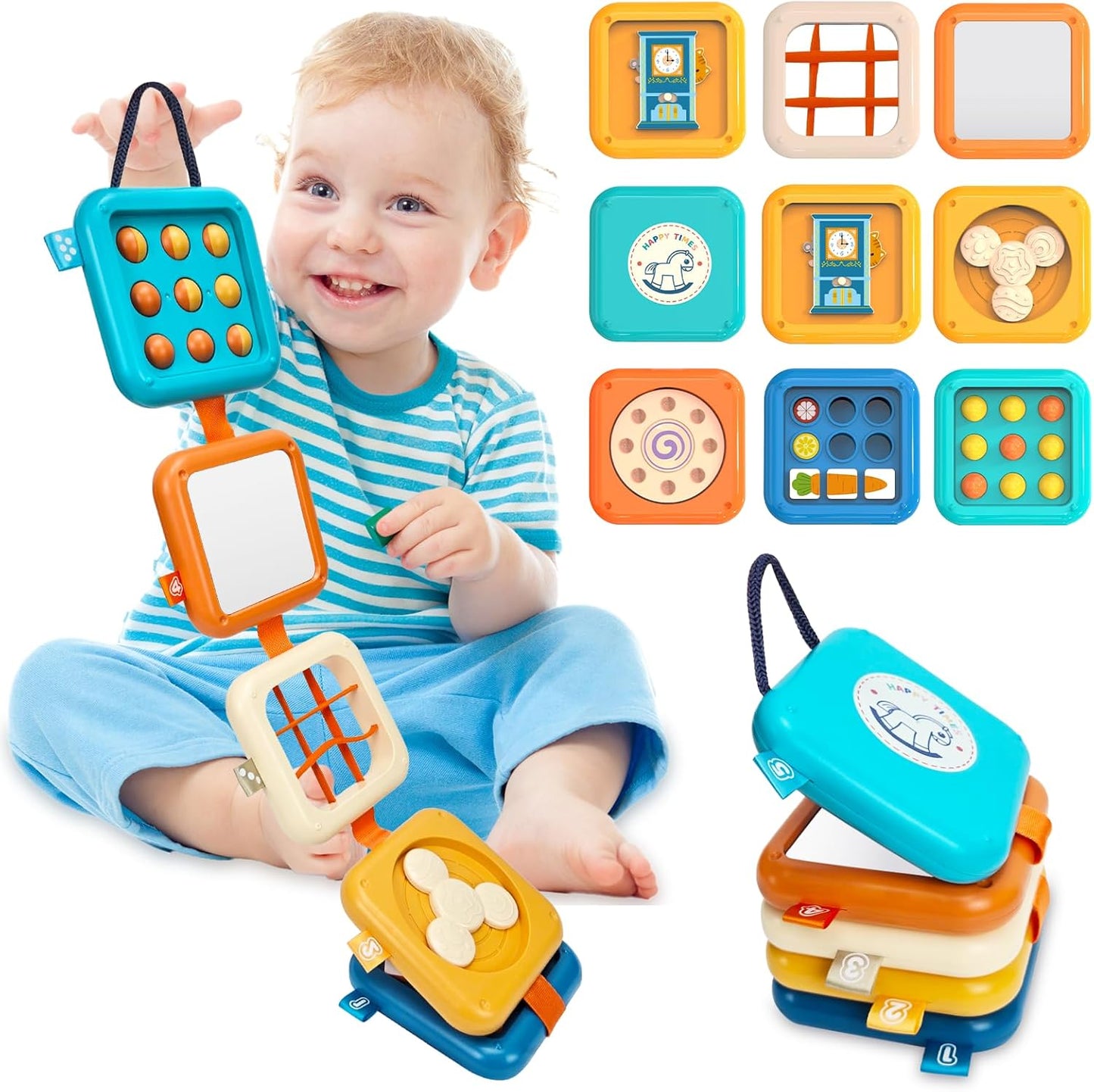weirtoya Busy Board for 1 Year Old, Toddler Travel Toys for Toddler 1-3 Montessori Toys for 1 Year Old Travel Activities Cube Gifts for Baby Boy Girl My First Montessori Busy Board