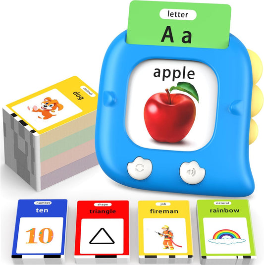 Kidzdo 520 ABCs Talking Flash Cards, Christmas Birthday Gifts for 2 3 4 5 6 Year Old Boys Girls, ABCs Early Education Learning Toys, Autism Sensory Toys for Autistic Kids Ages 2-6, Blue