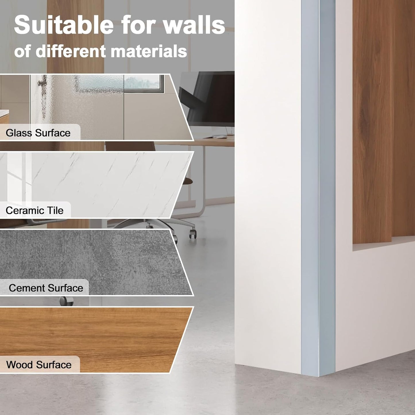 4PCS 45" Aluminum Metal Corner Protectors, Self Adhesive Corner Guards, Metal Wall Edge Protector Strip, Furniture Corner Protectors, Wall Cabinet Baseboard Decoration 45" x 1" (Grey)