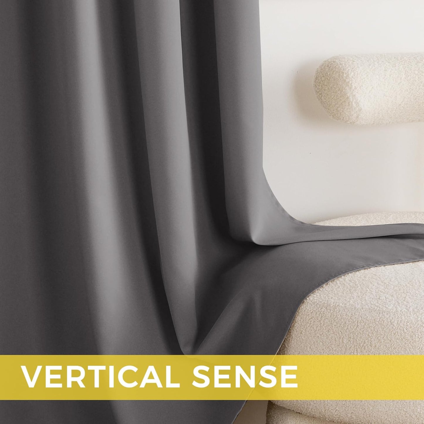 NICETOWN Light Blocking Grey Curtains 63 Inch Length 2 Panels for Living Room, Bedroom, Office Thermal Insulated Blackout Drapes Solid Grommet Noise Reducing Window Curtains, W40