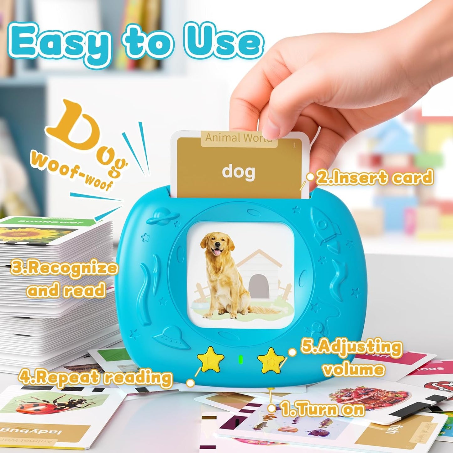 Toddlers Talking Flash Cards with American accent & 288 Sight Words, Speech Therapy Toys for 3 4 5 6 Years Old Boys and Girls, Learning Educational Montessori Sensory kit, Kids Birthday Gifts