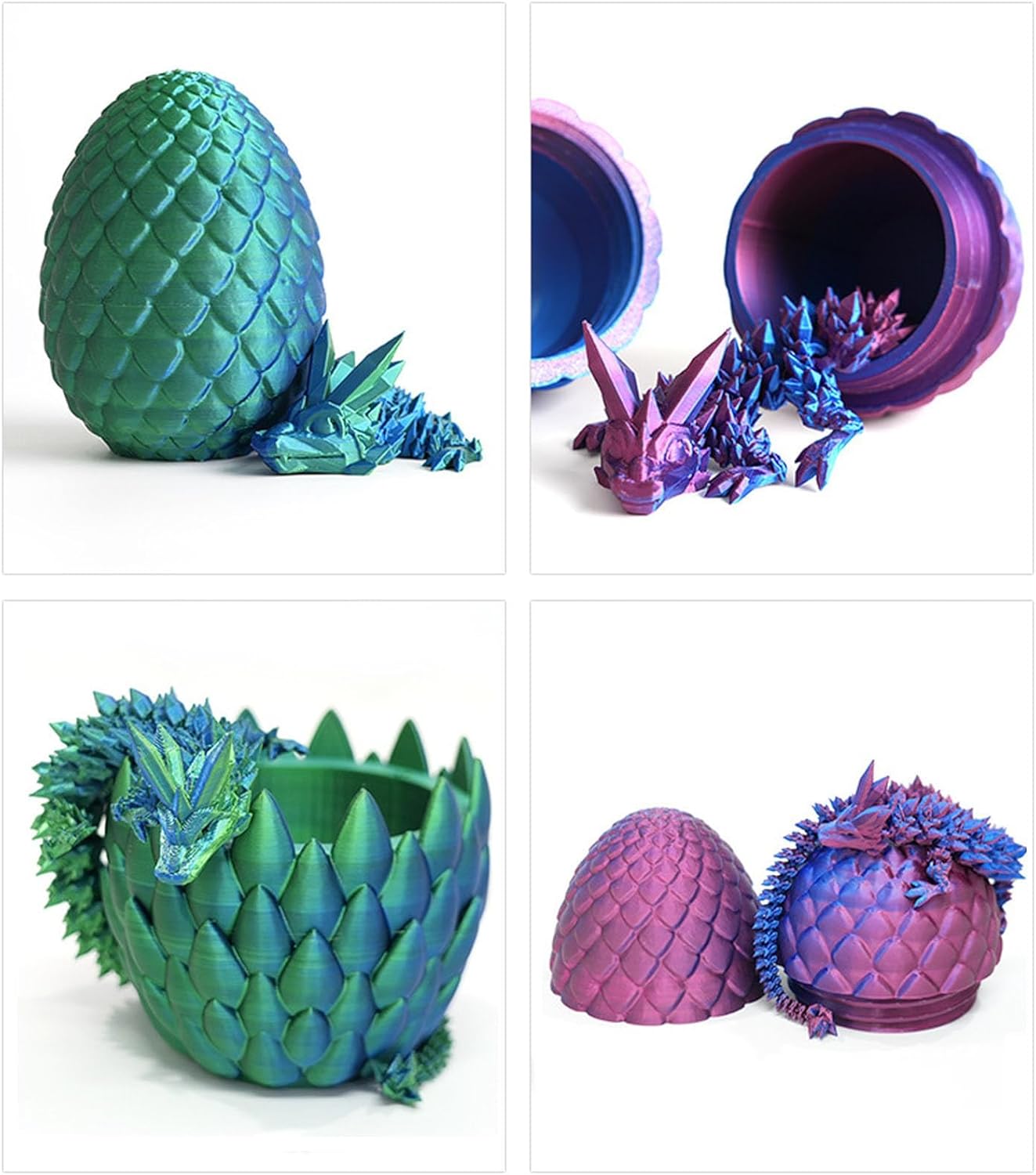 Surprise 3D Printed Dragon Egg Articulating Gemstone, 3D Printed Dragons, Relief Anxiety - Articulated Joints for Kids and Adults Home Office Decor Executive Desk Decor (Red)