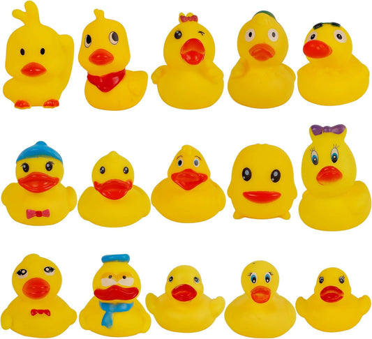 Set of 15 Duck Bath Toy Rubber Duckies, 2 Inches Bathtub Duck Set Squeak Rubber Floating Duck Baby Shower Bath Tub Pool Toys