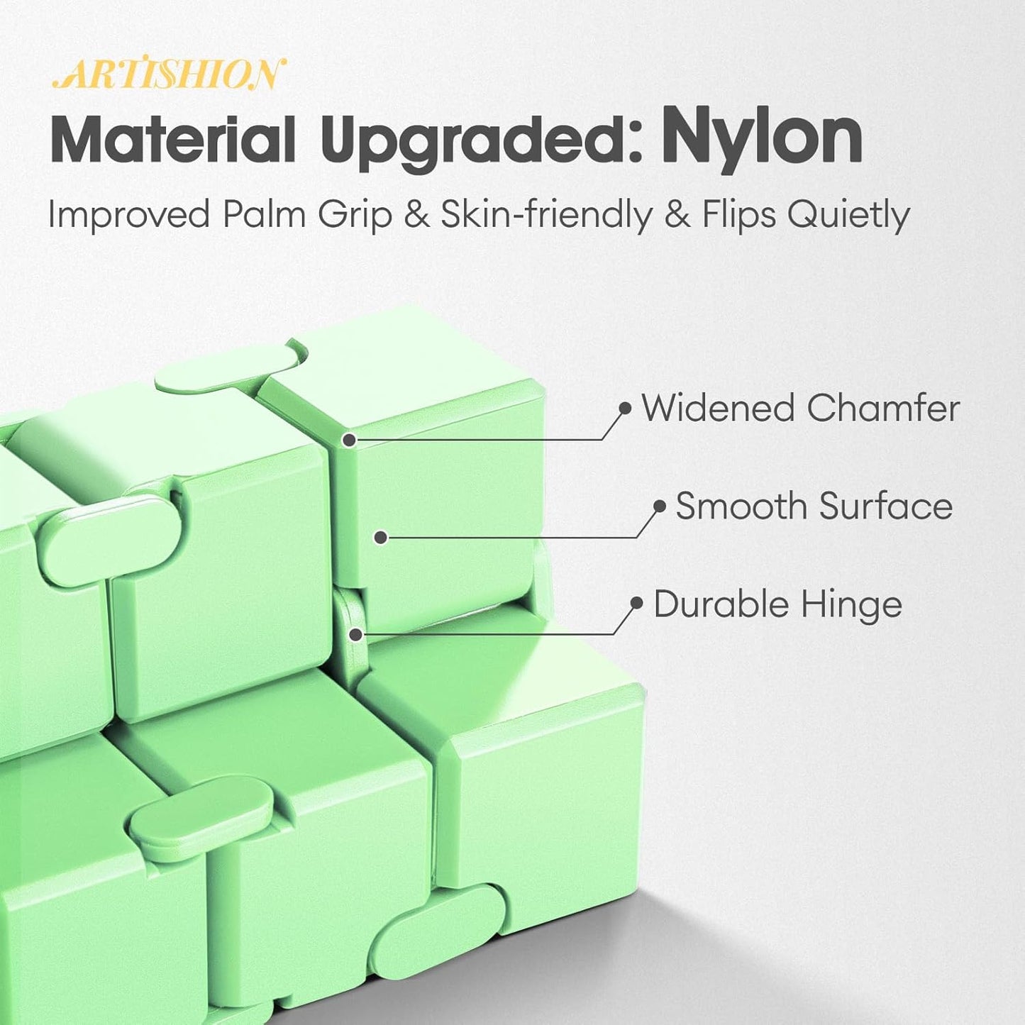 Fidget Cube, Durable Nylon Infinity Desk Toy, Skin-Friendly Handheld Gadget, Mini Stress-Relief Adult Fidget Toy for Anxiety Alleviation light weight(Green)