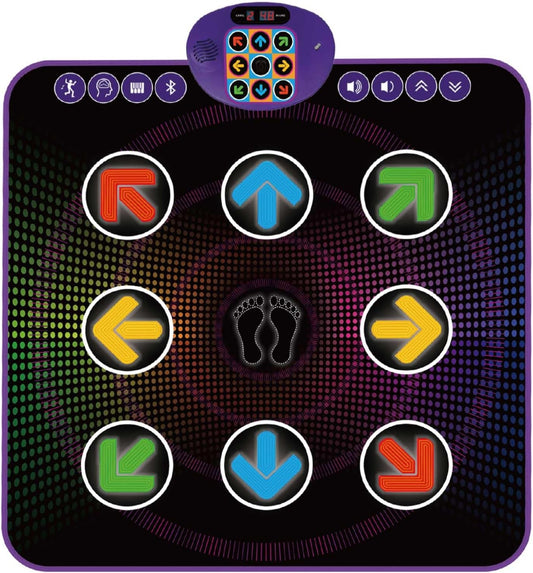 SUNLIN Light Up Dance Mat for Boys Girls Ages 3 4 5 6 7 8, Fun Toy Gift w/ 9 Light Up Keys & Bluetooth, Interactive Music Pad w/ 4 Game Modes & Adjustable Volume, Birthday Gift for Kids 3-12