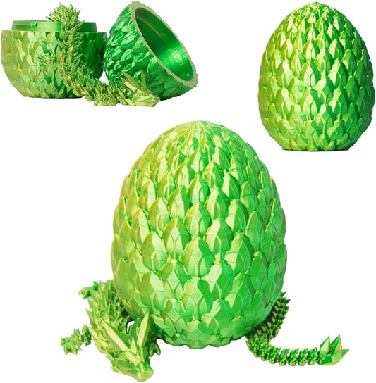 3D Printed Dragon Egg, Beautiful Flexible Joints Executive Desk Toys, Gifts for Adults and Kids (Laser Yellow&Green)