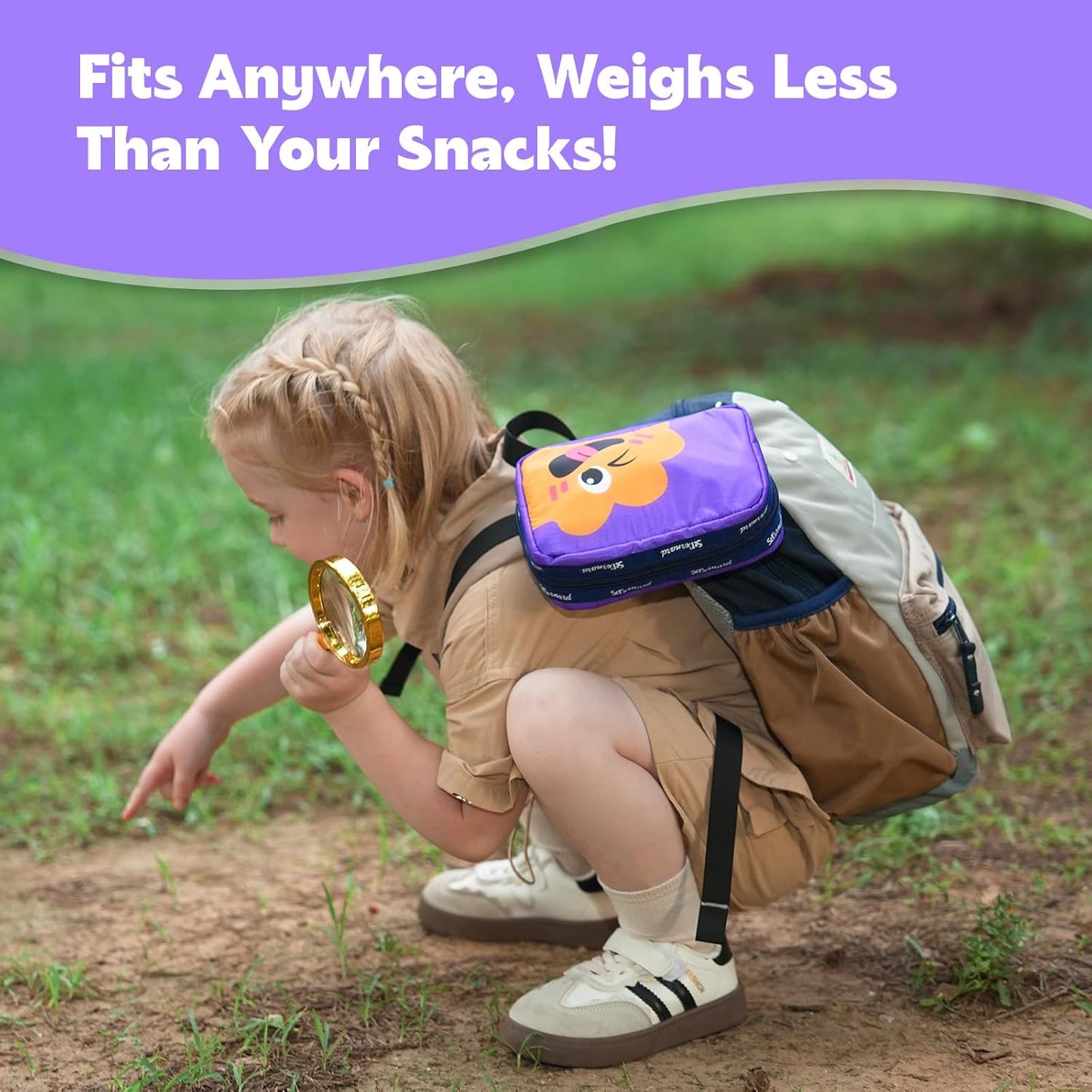 StBernard Small First Aid Kit for Kids and Adults, Medical Kit with Digital Thermometer for Home, Travel, Hiking, Backpack, 6.3x4.33x1.97in, Purple