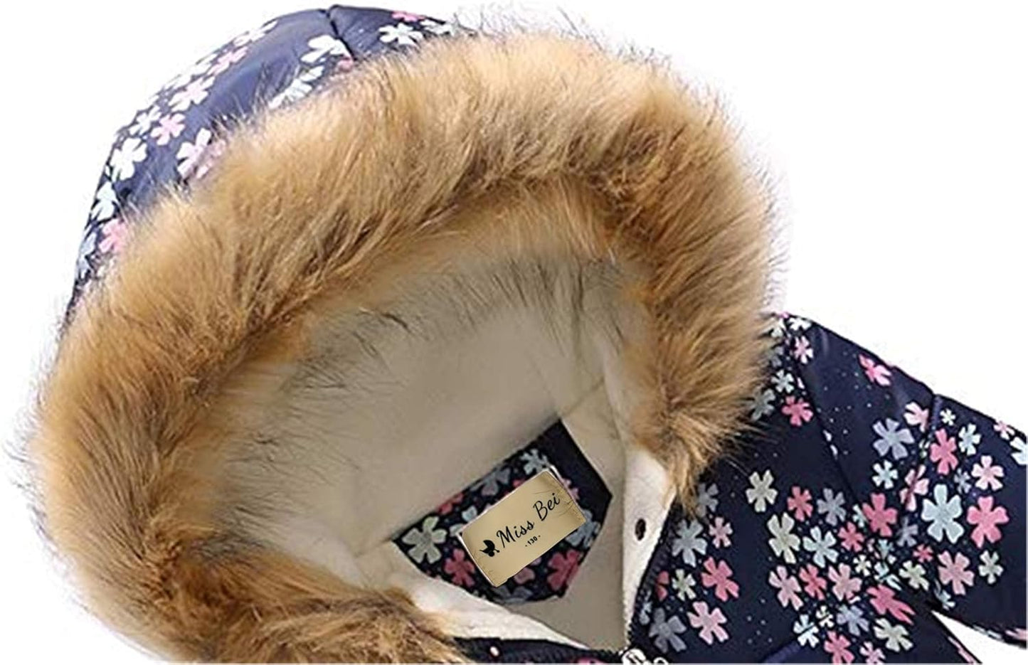 Miss Bei Girl's Winter Coat Jacket Hooded Kids Toddler Flower Print Parka Outwear Warm Cotton Puffer Hooded Jacket