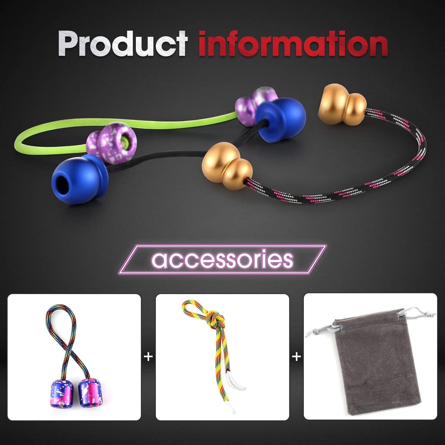 Begleri Fidget Beads - Worry Fidget Beads Spin & Bump - Made of Aluminum Alloy - for Men Women Youngs Skill Players Creates a Bit of Magic for You (Cala-Purple&White)