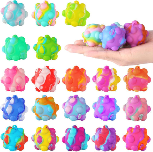 Inflatable Pop Ball Its Mini Fidget Toys Bulk 20 PCS 3D Stress Balls Fidgets for Classroom Prizes Easter Basket Stuffers for Kids Party Favors Squeeze Toys It Poppers Keychain Autism Sensory Toys Pack
