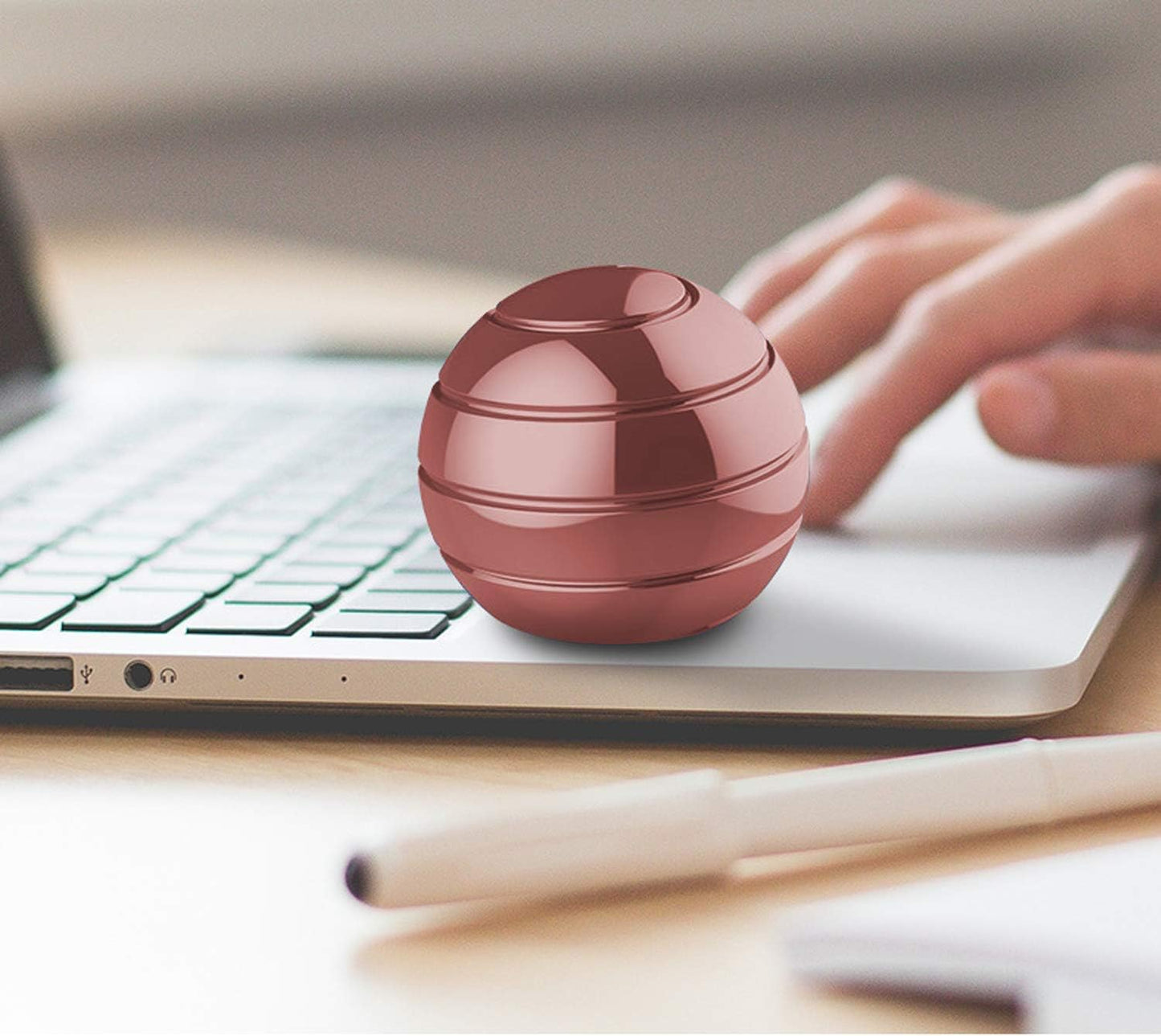 Kinetic Desk Toy,Optical Illusion Metal Fidget Spinning Ball,Office Executive Stress Relief Spinner Toys for Adults & Kids