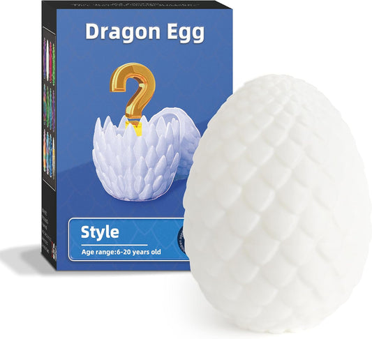 Dragon Egg - Glow in The Dark - Surprise Egg with Dragon Inside, 3D Printed Gift, Articulated Dragon Egg Fidget Toy, Figurine Decor (12” Dragon)