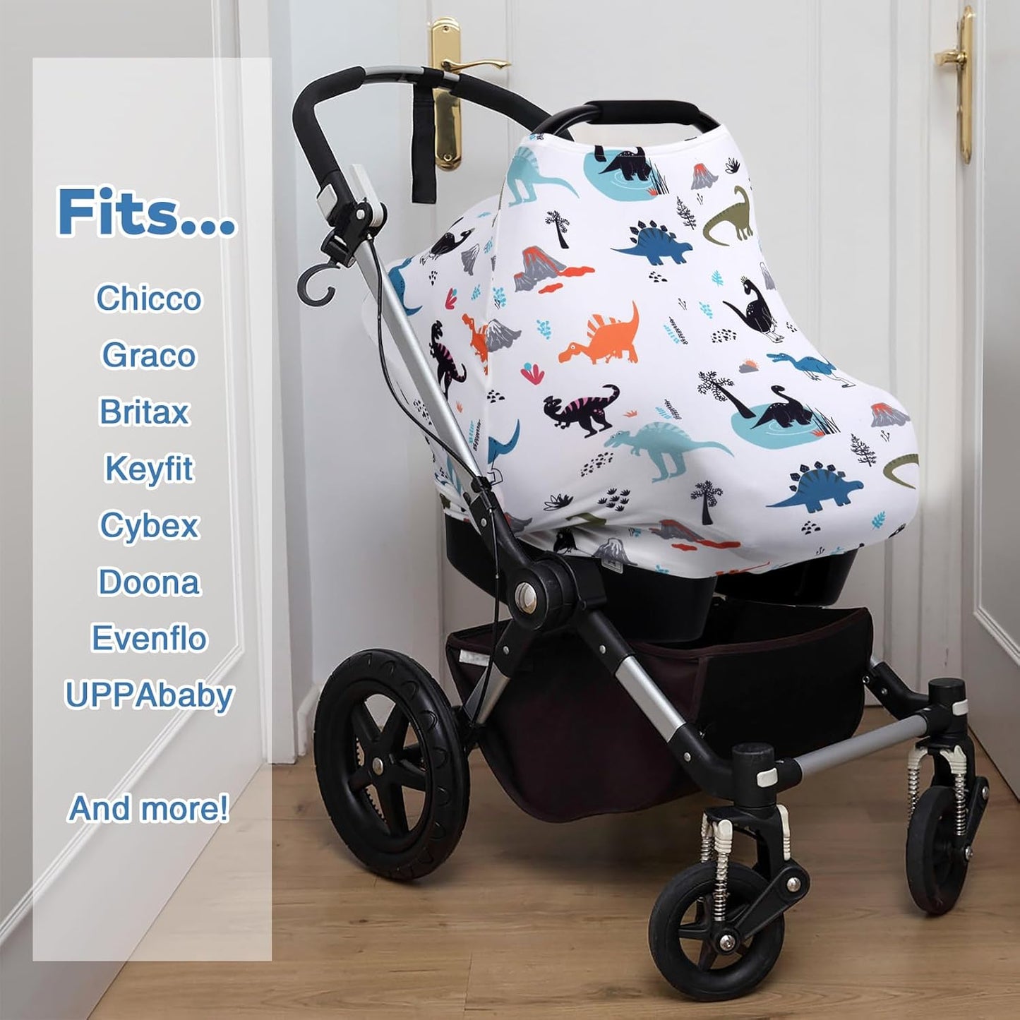 Rquite All-in-1 Car Seat Cover Baby, Carseat Covers for Girl Boy, Stretchy Soft Infant Car Seat Cover, Multi-use Baby Carrier Cover, Car Seat Canopy, Stroller Sun Shade, Nursing Breastfeeding Cover