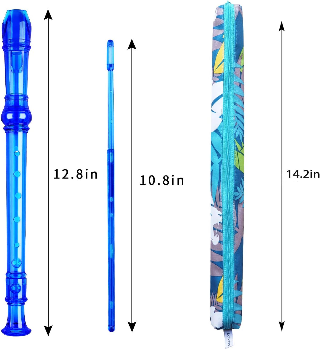 Soprano Recorder Instrument for Kids Beginners Student 8 Hole Flute German Fingering C Key Recorder Instrument 3 Piece with Cleaning Rod and Bag Fingering Chart