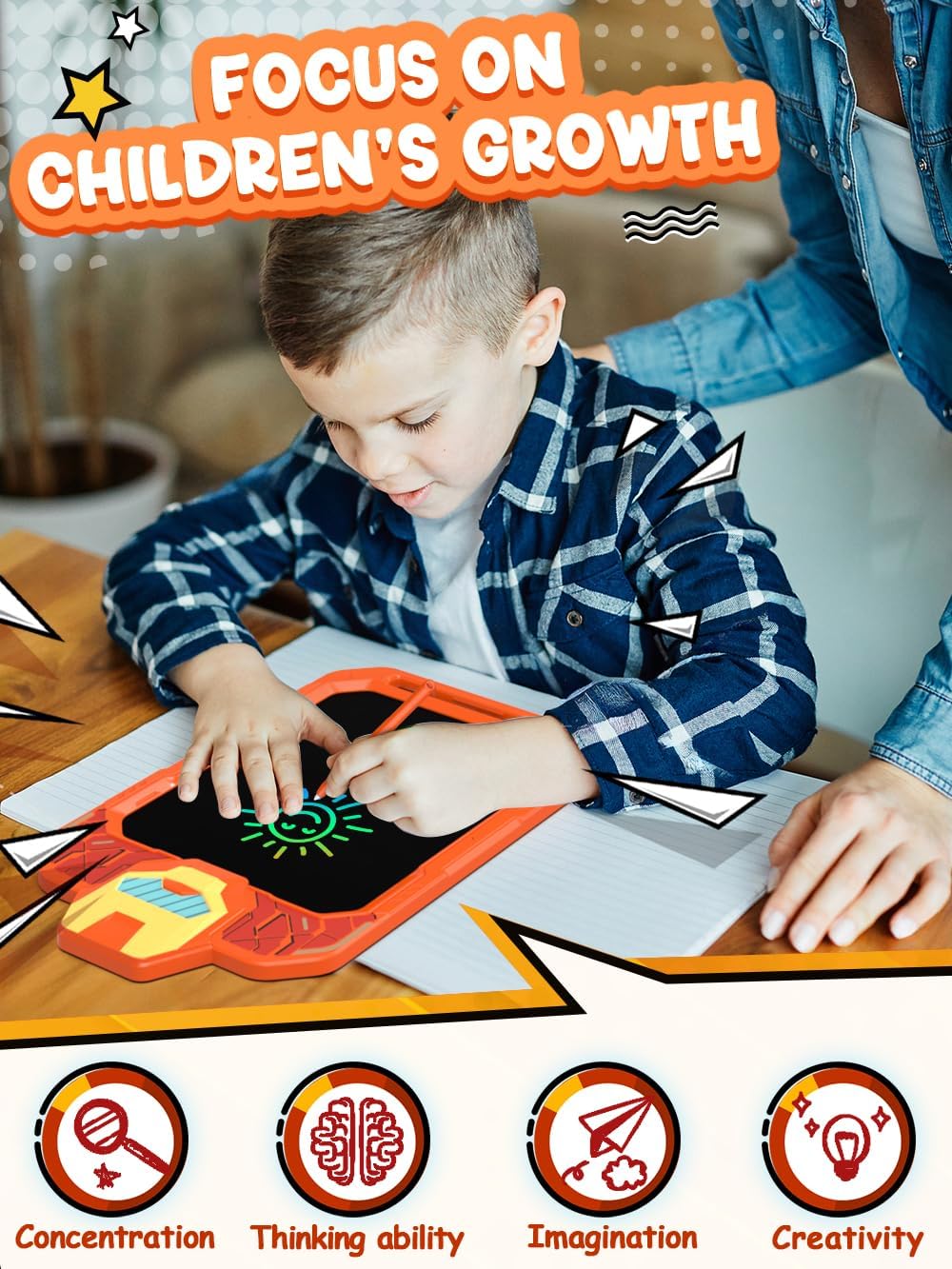 LCD Writing Tablet Doodle Board 10 Inch, Colorful Drawing Pad, Electronic Drawing Tablet, Drawing Pads,Travel Gifts for Kids Ages 3 4 5 6 7 8 Year Old Girls Boys (Mech Warrior)