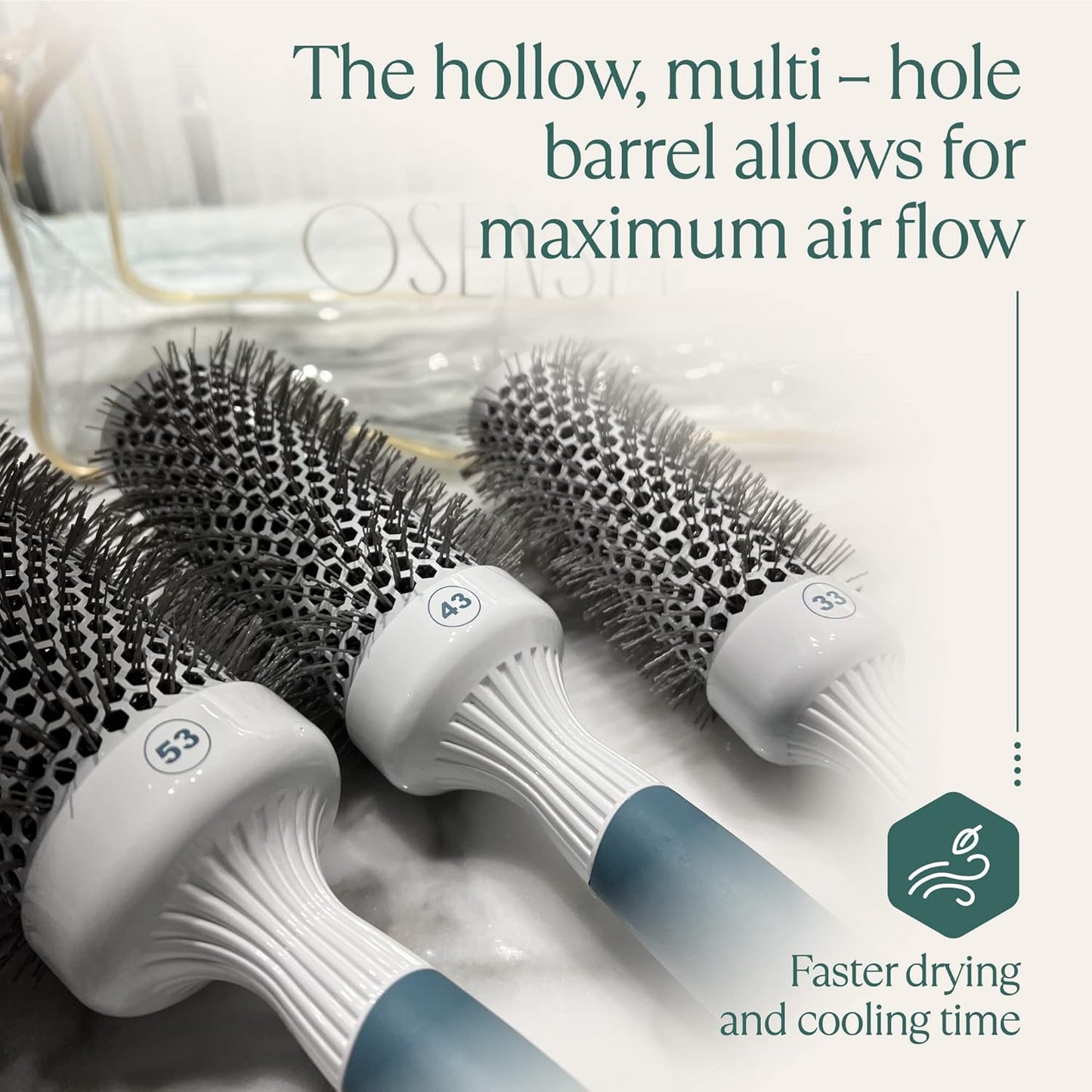 Professional Blow Drying Brush Set - Ceramic Ionic Thermal Brushes for Styling Wet Hair, 3 Round Brushes with Travel Bag for Women