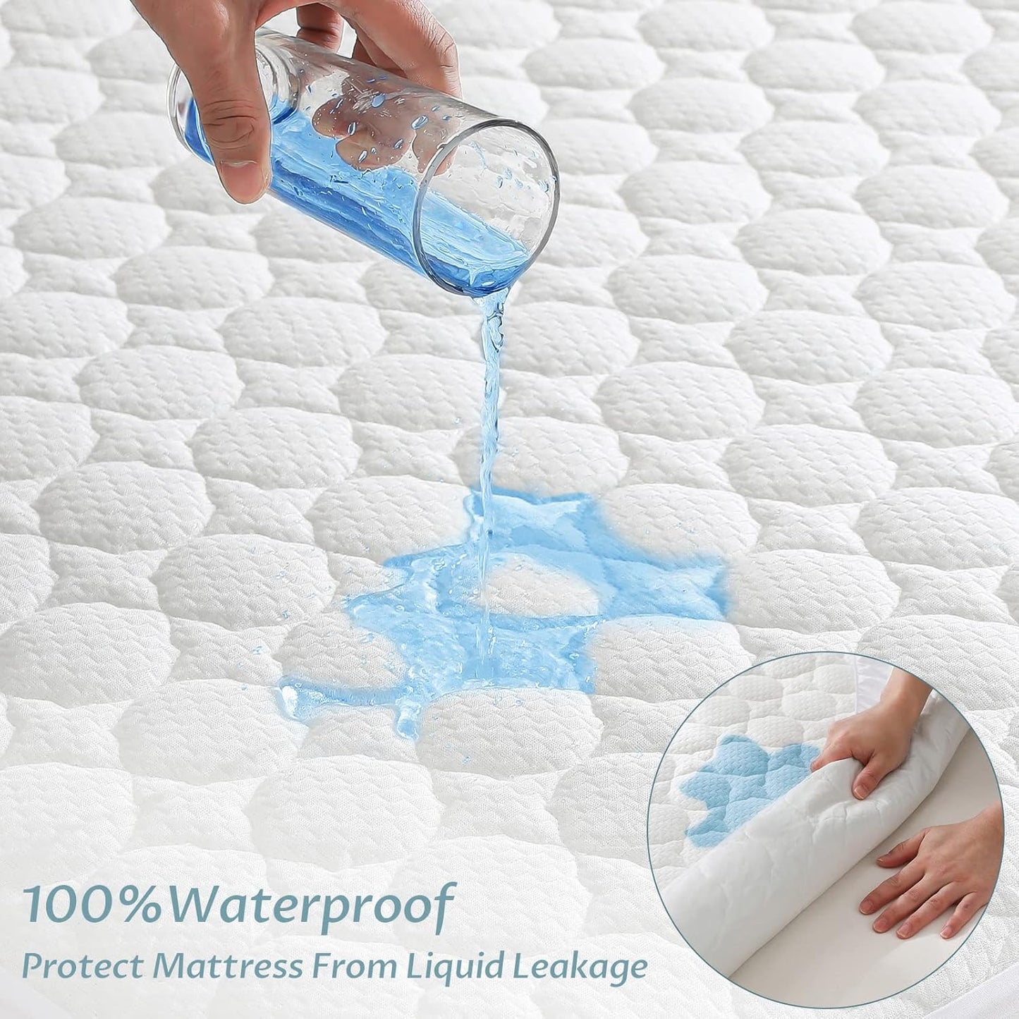 Twin Size Waterproof Mattress Protector Fitted Quilted Mattress Pad Cover with Deep Pocket Up to 15''