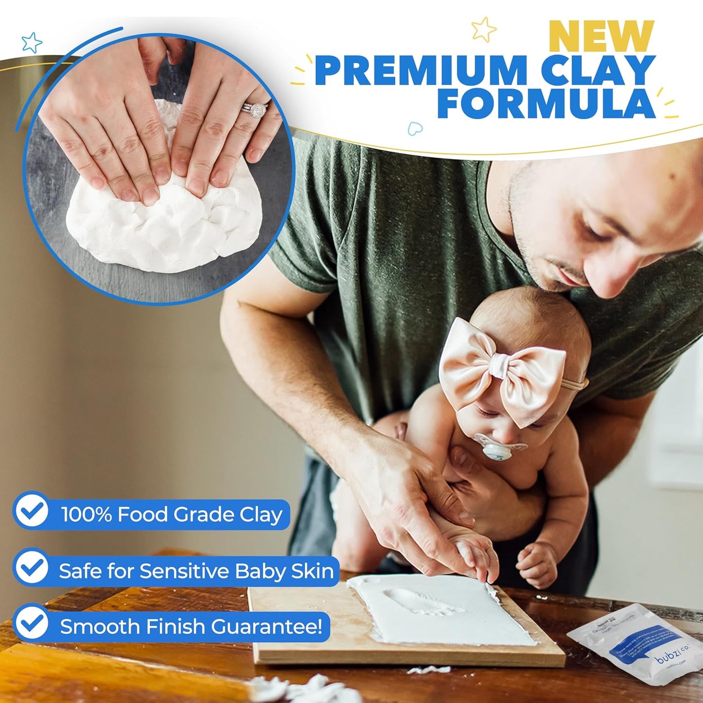 Baby Footprint and Hand Print Kit - Keepsake Frame, Nursery Picture Frames, New Mom Gifts, Newborn Essentials, Baby Shower Gifts (Jet Black)