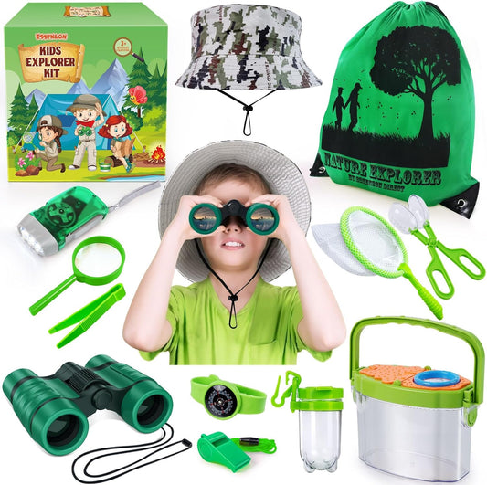 ESSENSON Bug Catcher and Kids Explorer Kit, Outdoor Bug Catching Explorer Adventure Kit with Binoculars, Summer Outdoor Toys for Kids Ages 4-8