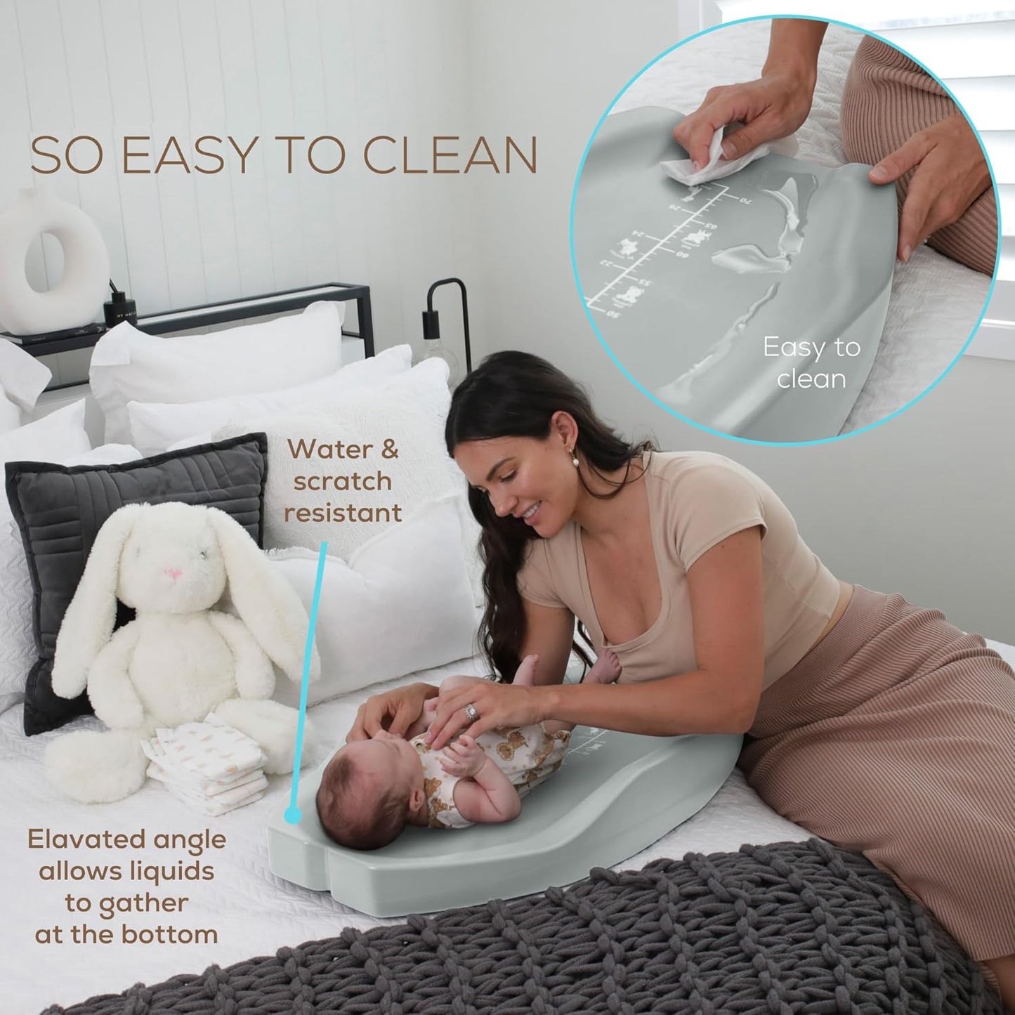 Apricity Baby Changing Pod -Sage- Waterproof Non-Slip Changing Pad Easy-to-Clean Diaper Changing Station for Dresser Tops Large Portable Wipeable Changing Pad for Newborns to Toddlers Diaper Changer