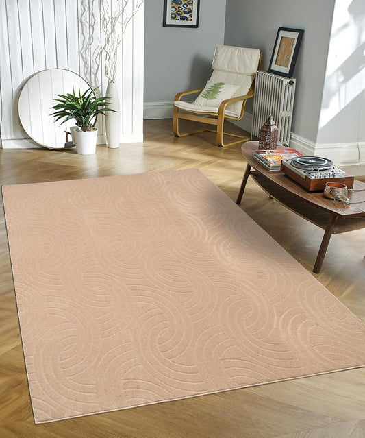 Non-Slip Washable 5x7 Area Rugs for Living Room Bedroom, Ultra Soft Bedside Rug, Indoor Floor Carpet for Kids Girls and Boys, Dorms, Nursery Rooms, Non-Skid Area Rug, Circle Beige, 5' x 7'