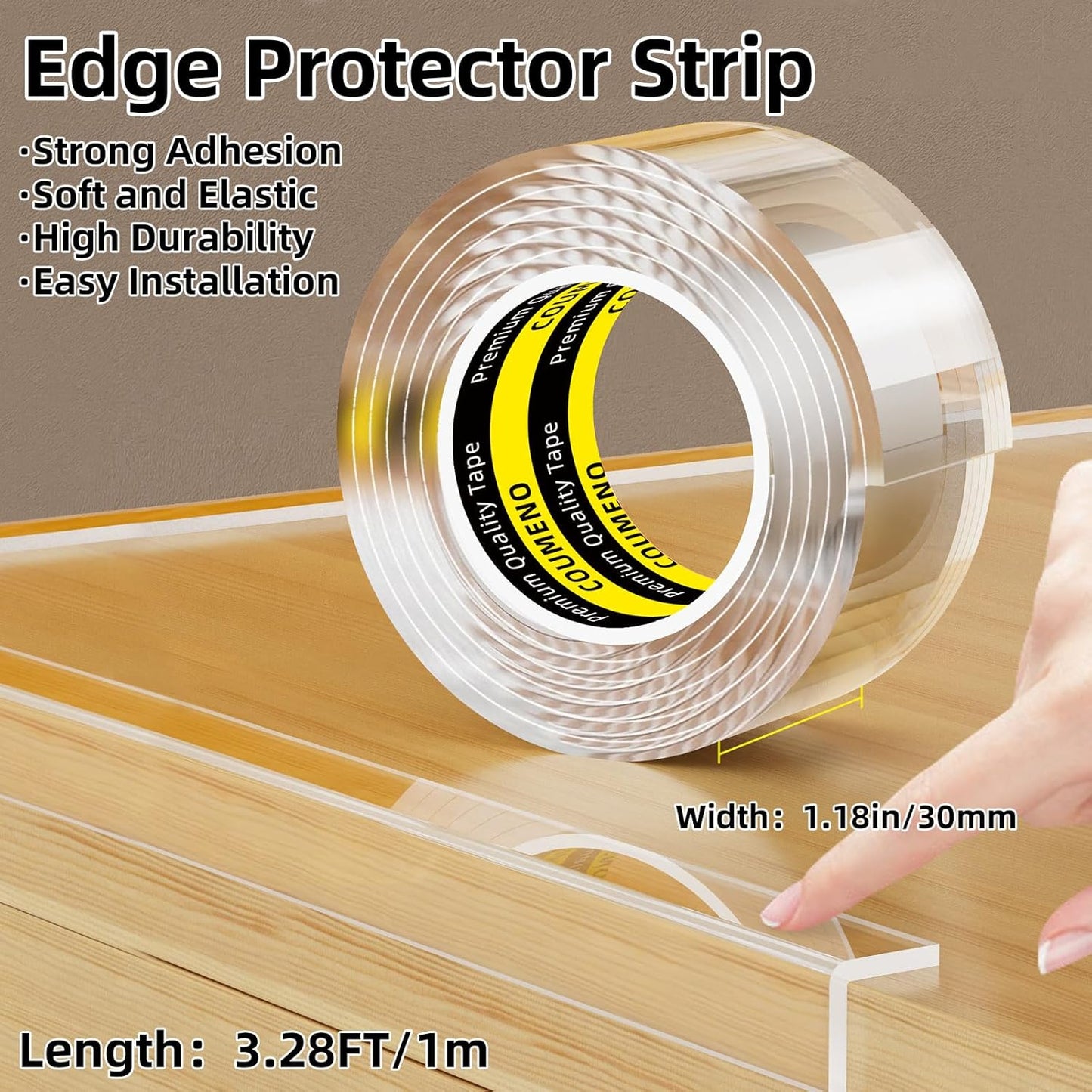 Clear Edge Protector,Safe Corner Protector, Anti-Sharp Edge Protector, for Furniture, Drawers, Tables, Cabinets 1.18inX3.28FT