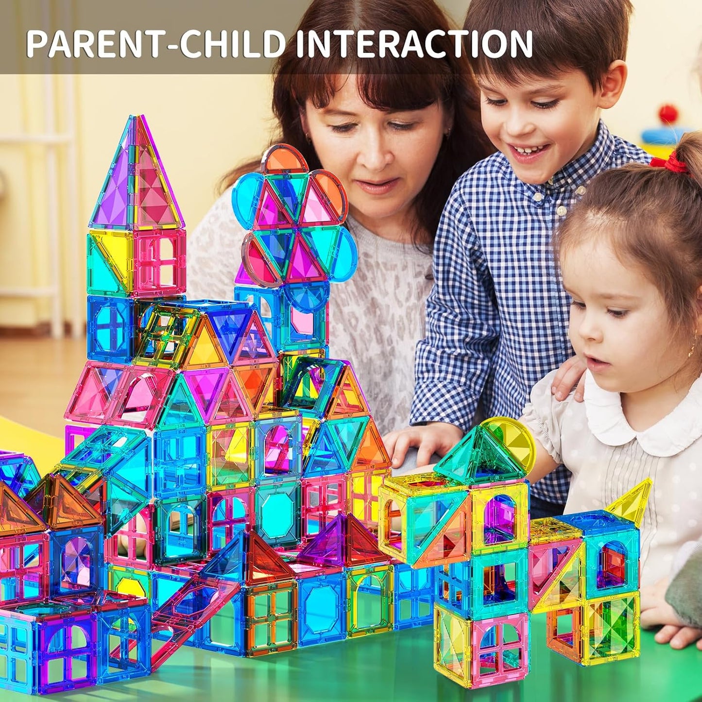 TEMI Magnetic Tiles,Building Blocks, Magnets Building Set, Learning and Education Toys Christmas Toy Gift for Ages 3 4 5 6 7 8+ Year Old Toddler Kids Boys and Girls (Magnetic Tiles-80pcs)