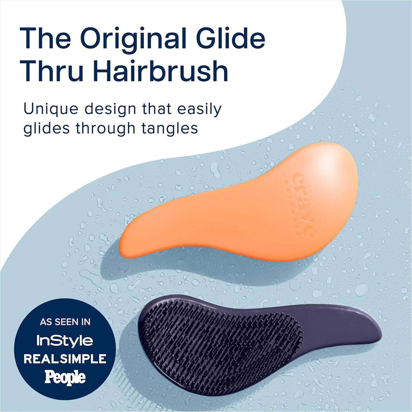 Crave Naturals Glide Thru Hair Brush - Detangler Brush for Curly, Straight, Wet or Dry Hair - Gentle Detangling Brusheses for Adults, Kids, Toddlers - Hair Accessories for Women, 7.5"x3" - Coral