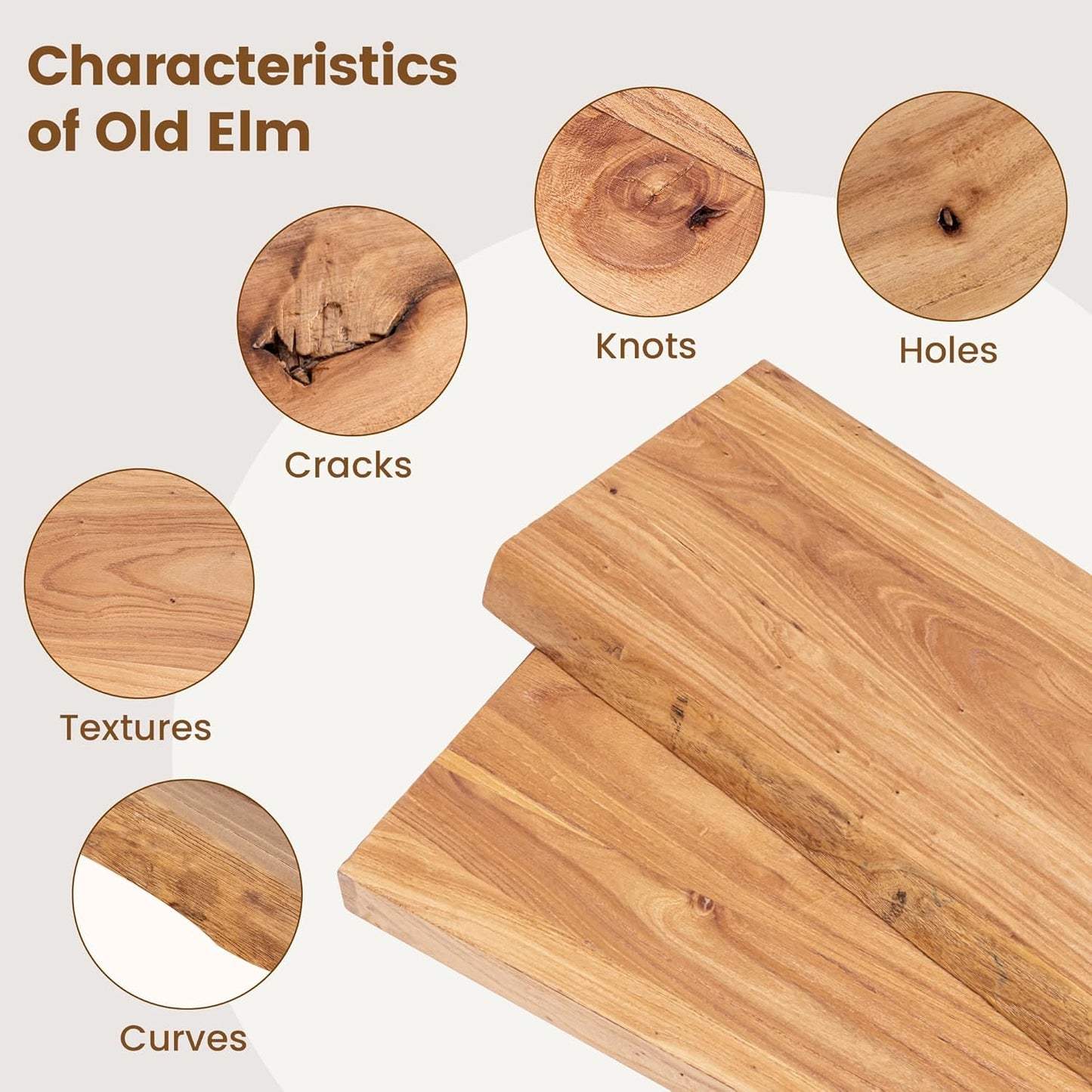 Rustic Elm Wood Floating Shelf for Wall, Live Edge 48"W x 9.2"D x 1.4"H, 1 Pack with Invisible Bracket, Large Wall Mounted Storage Shelf for Living Room Bedroom Kitchen Bathroom Decor, Natural Finish