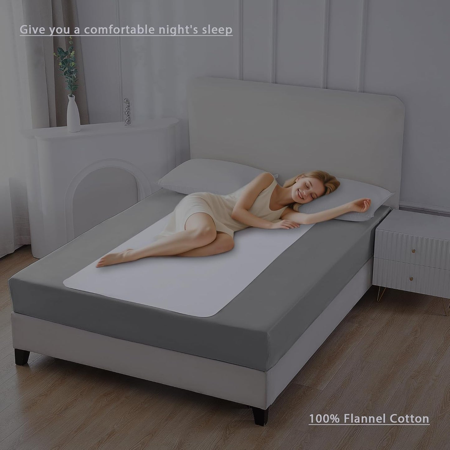 Washable Underpads, 24" x 24" (Pack of 4) Extra Heavy Absorbency ,100% Waterproof Mattress Protector,Flannel Cotton Underpads for Kids, Adults,Pets,Bed, Couch, Sofa, Floor,Home