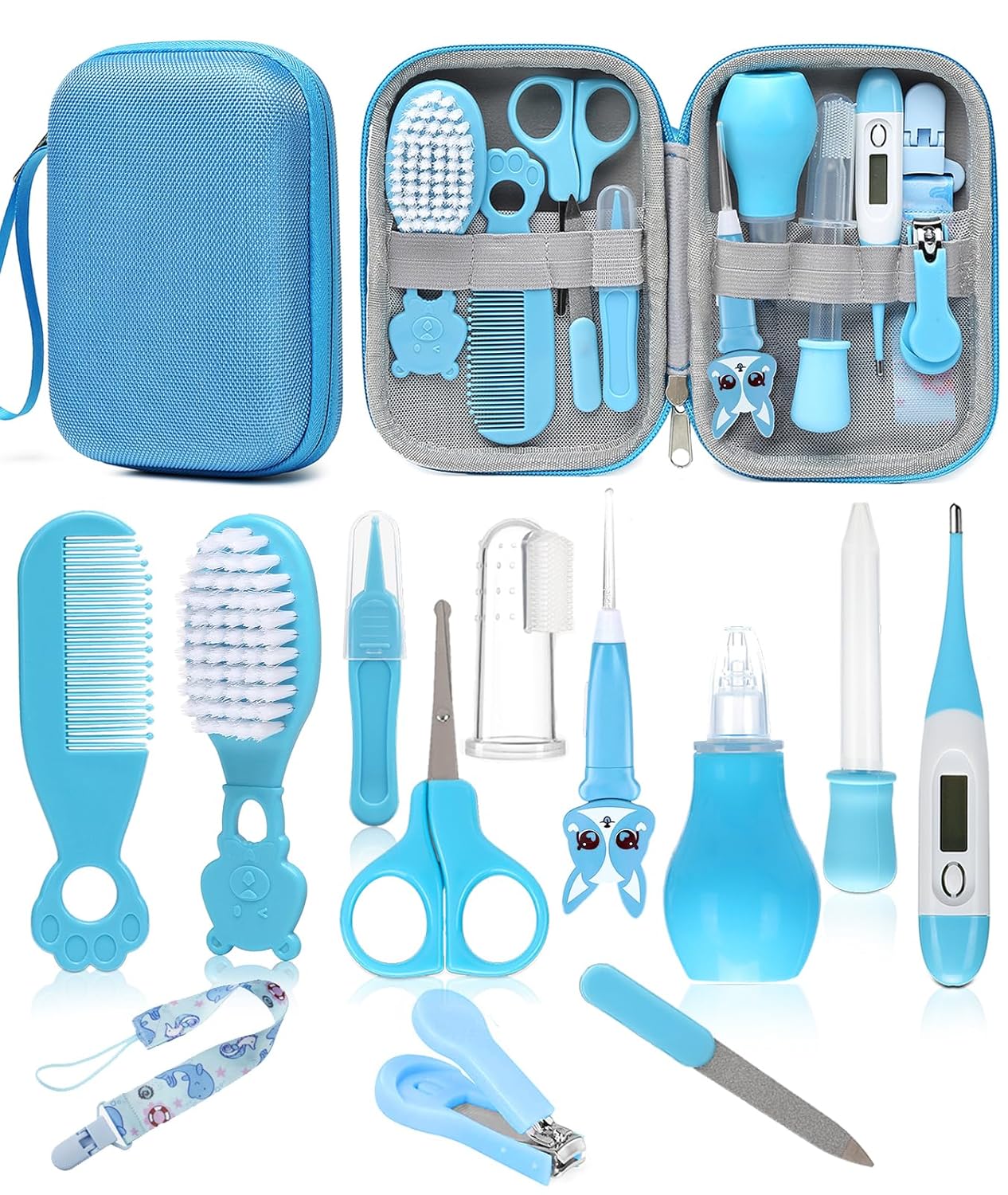 Baby Healthcare and Grooming Kit, Safety Newborn Nursery Baby Care Kit, with Hair Brush Comb, Nail Clipper, Thermometer, Pacifier Clip, Baby Registry Search, Baby Girl Boy Newborn Essentials