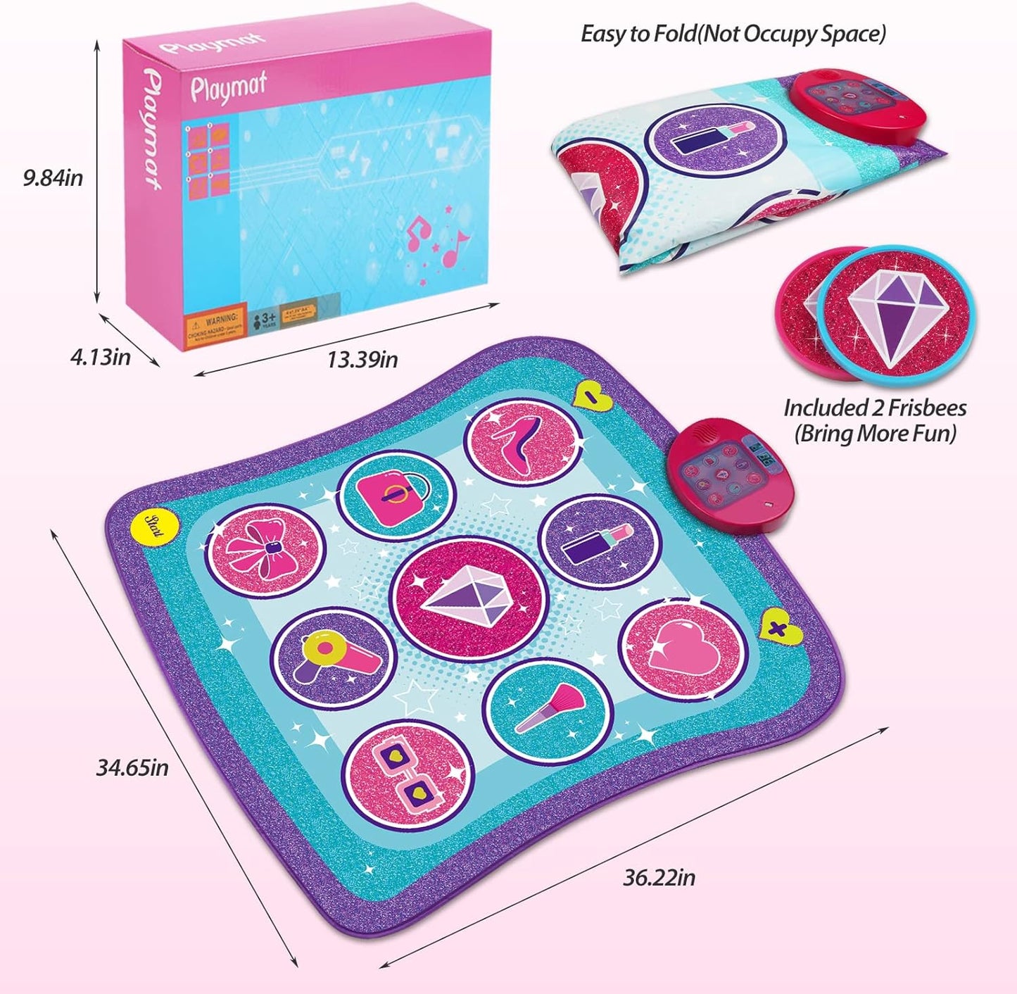 Kids Dance Mat Game Toy for Girls & Boys Ages 3-12, Interactive Electronic Rhythm Dance Step Pad with Built-in Music, Adjustable Volume & Fun Light-Up Steps, Perfect Birthday & Holiday Dance Game Gift