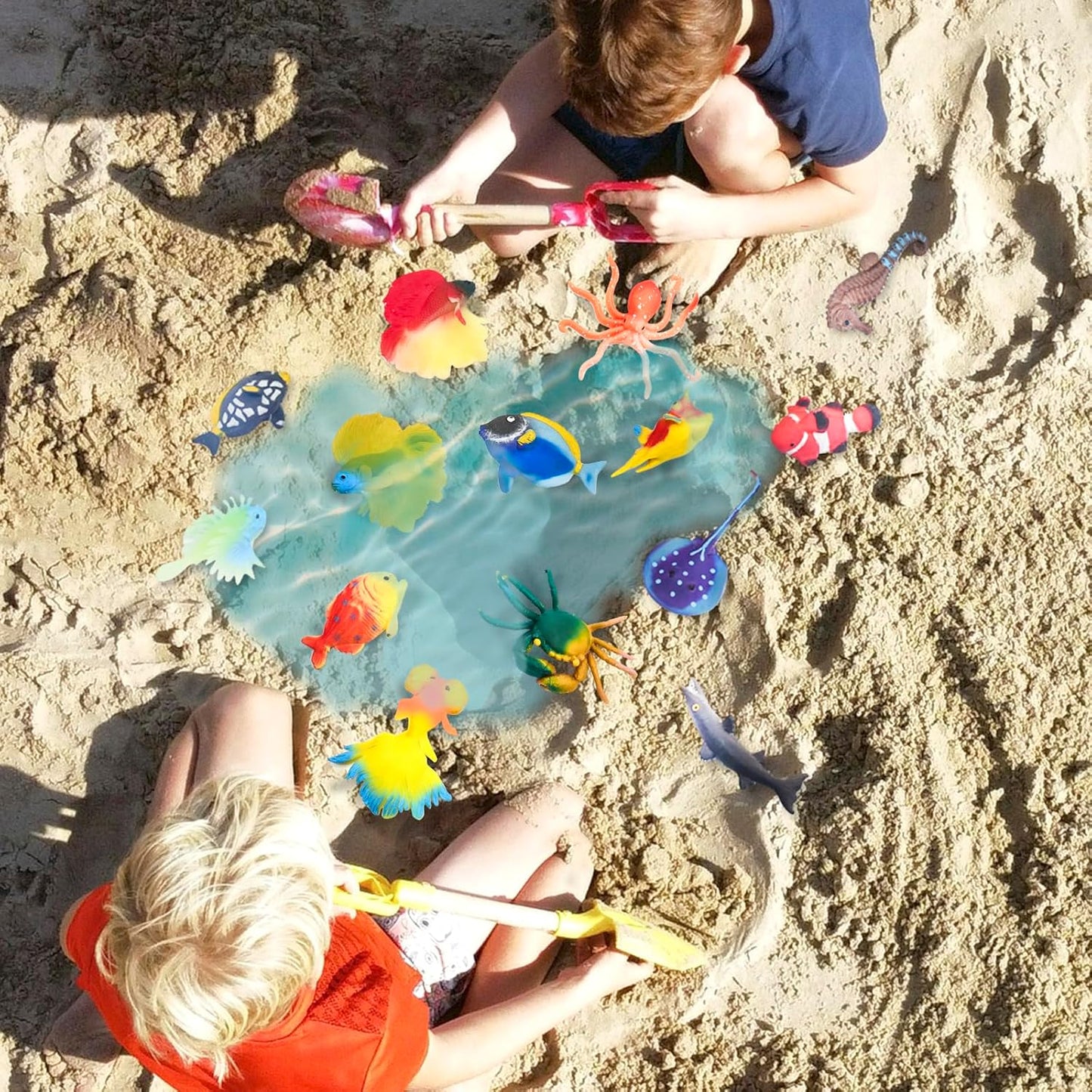 10 Pcs Fish Animal Figure Bath Toys, Sea Animal Color Changing Toys, Sea Creatures for Kids 3 Years and up, for Themed Parties, Cake Topper, Kids Easter Basket