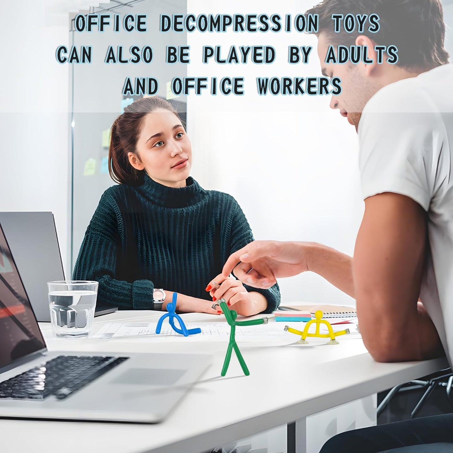 Funny Magnetic Men Toy Sets, Novelty Fidget Toys for Kids Adults, Colorful Shape-Changing Suction Cup Toys, Multipurpose Toys for Stress Relief, Travel, Office Desk, Fridge (Blue)