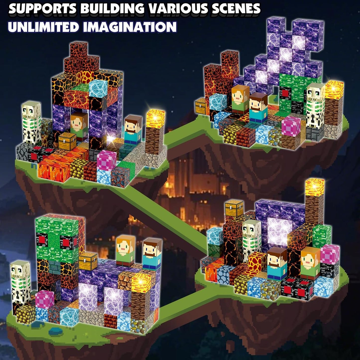 Magnetic Blocks Building Toys Set, Magnetic Building Blocks STEM Construction Toys, 3D Sword Light Up Magnet Cubes Montessori Sensory Stacking Toy for Toddlers Age 3 4 5 6 7 8