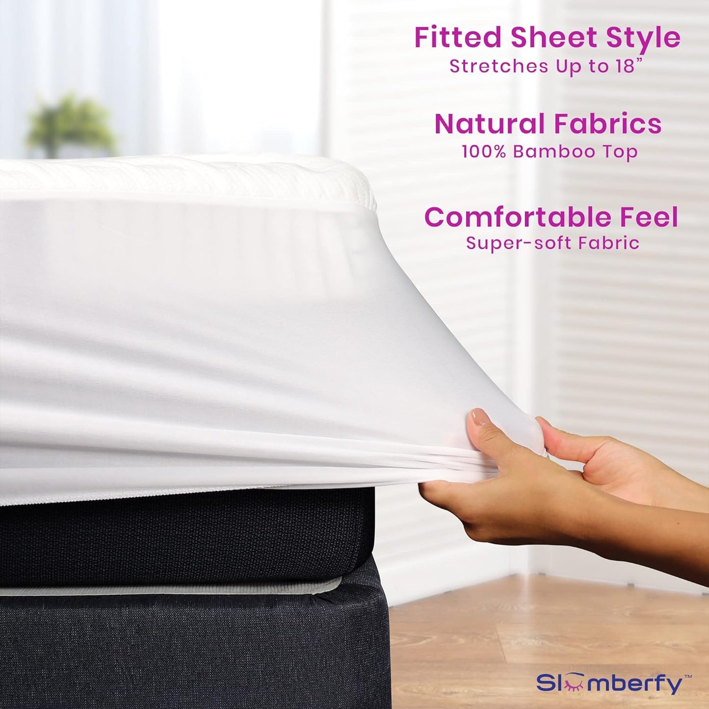 Waterproof Mattress Protector by Slumberfy | Hypoallergenic Bamboo Mattress Protector | Natural + Breathable Jacquard Fabric | Twin Mattress Cover – 39x75”