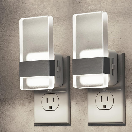 L LOHAS LED Night Light, Night Lights Plug Into Wall, 2 Pack Decorative Nightlight with Light Sensor, 0-100LM Dimmable Nightlights, Daylight Wall Sconce-Style Acrylic Nitelight for Bathroom, Hallway