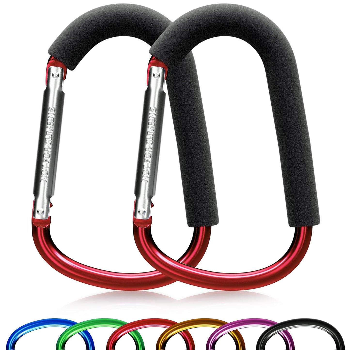 sprookber 6.7 Inch Large Stroller Hooks for Diaper Bags & Purses, Heavy Duty Mommy Hooks for Shopping, Grocery, Backpack – Baby Stroller Accessories, Set of 2 (Red)
