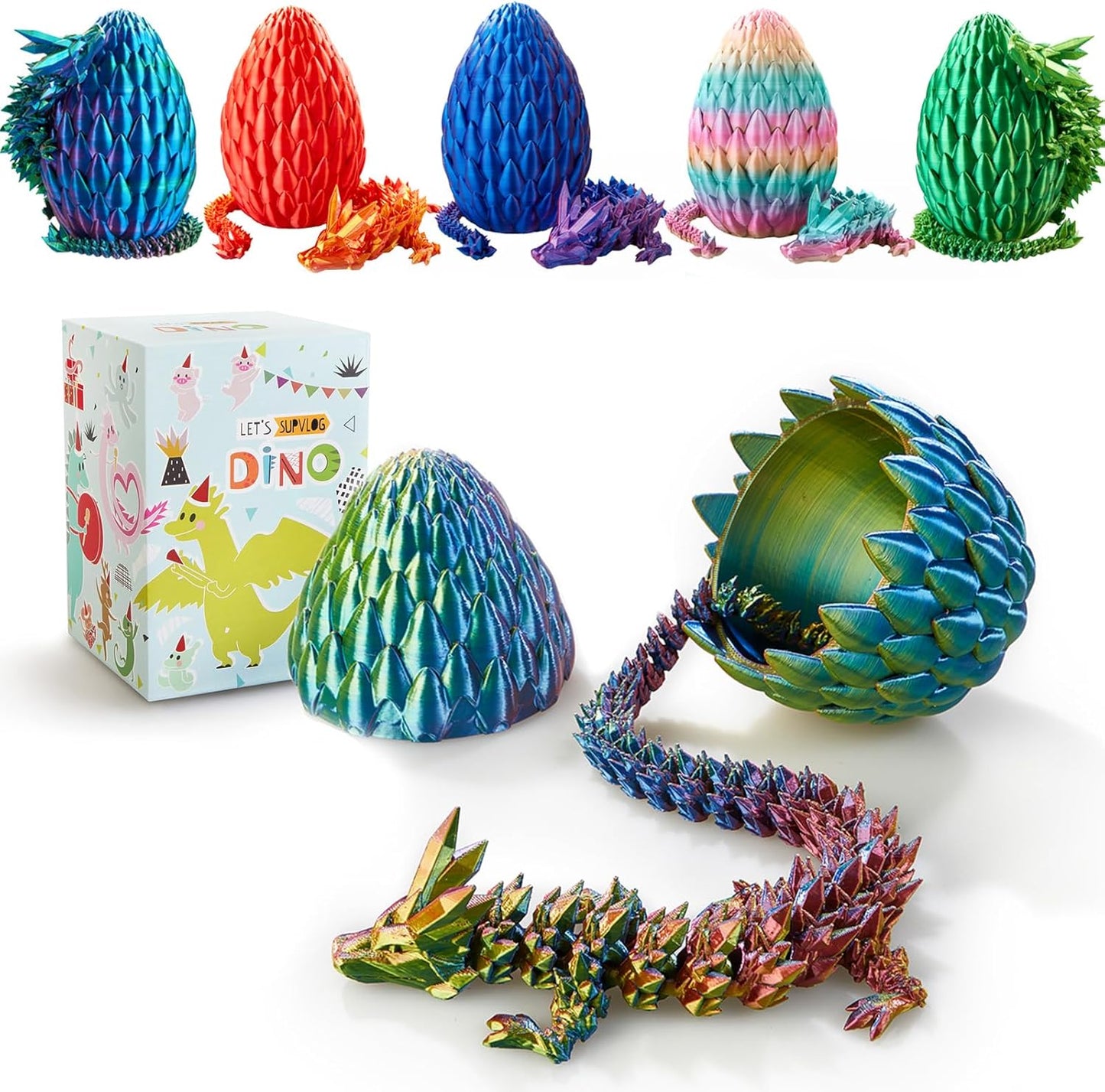 Dragon Egg,15in Crystal Dragon,Surprise Egg,Articulated Dragon,3D Printed Gift Toy,Fidget Toys for Autism/ADHD, Executive Desk Toys,Home Office Decor