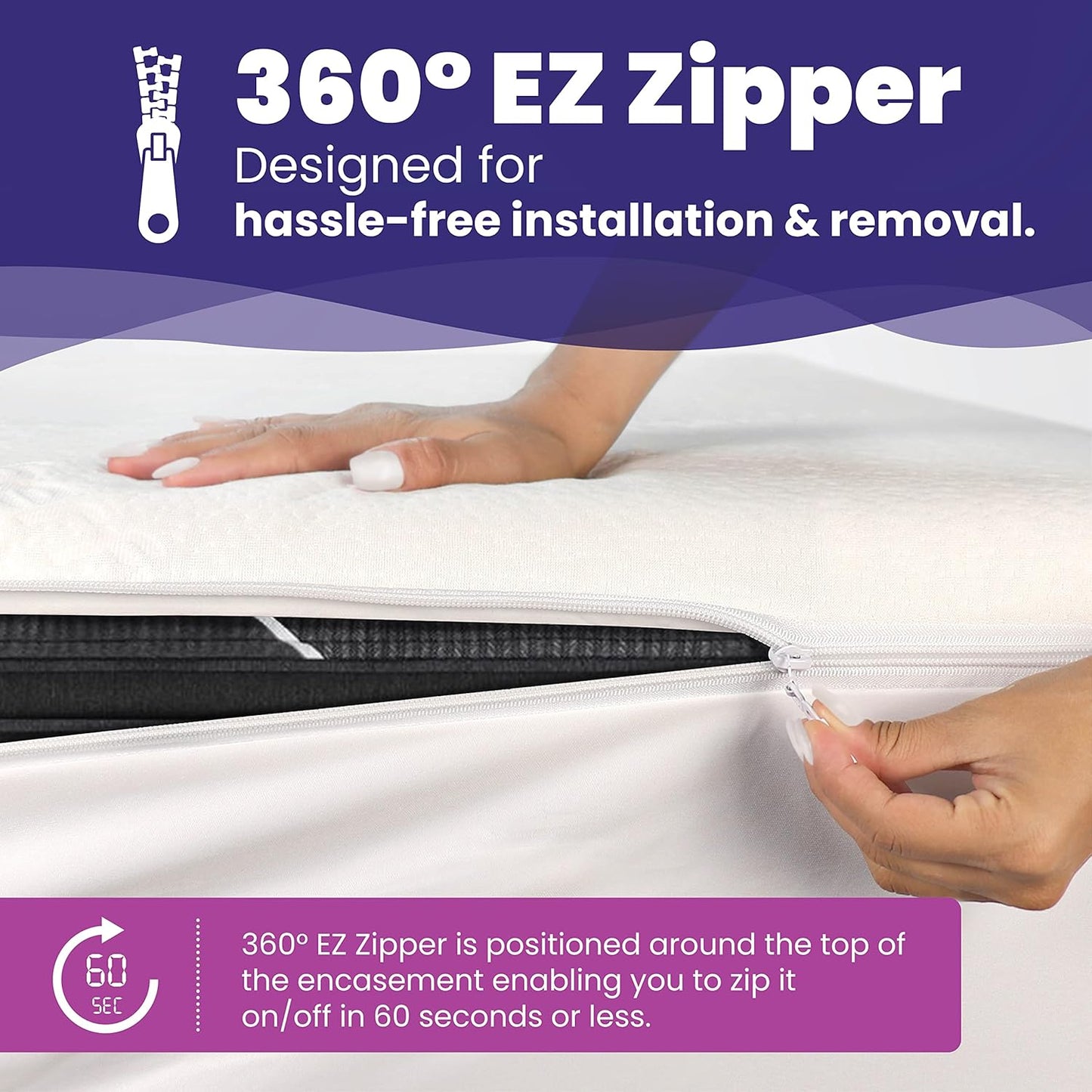 Full Size Waterproof Bamboo Mattress Encasement by Slumberfy - Premium Skin-Safe Mattress Protector with 360° EZ Zipper, Lab-Tested Bed Bug, Zippered Encasement (54x75 in)