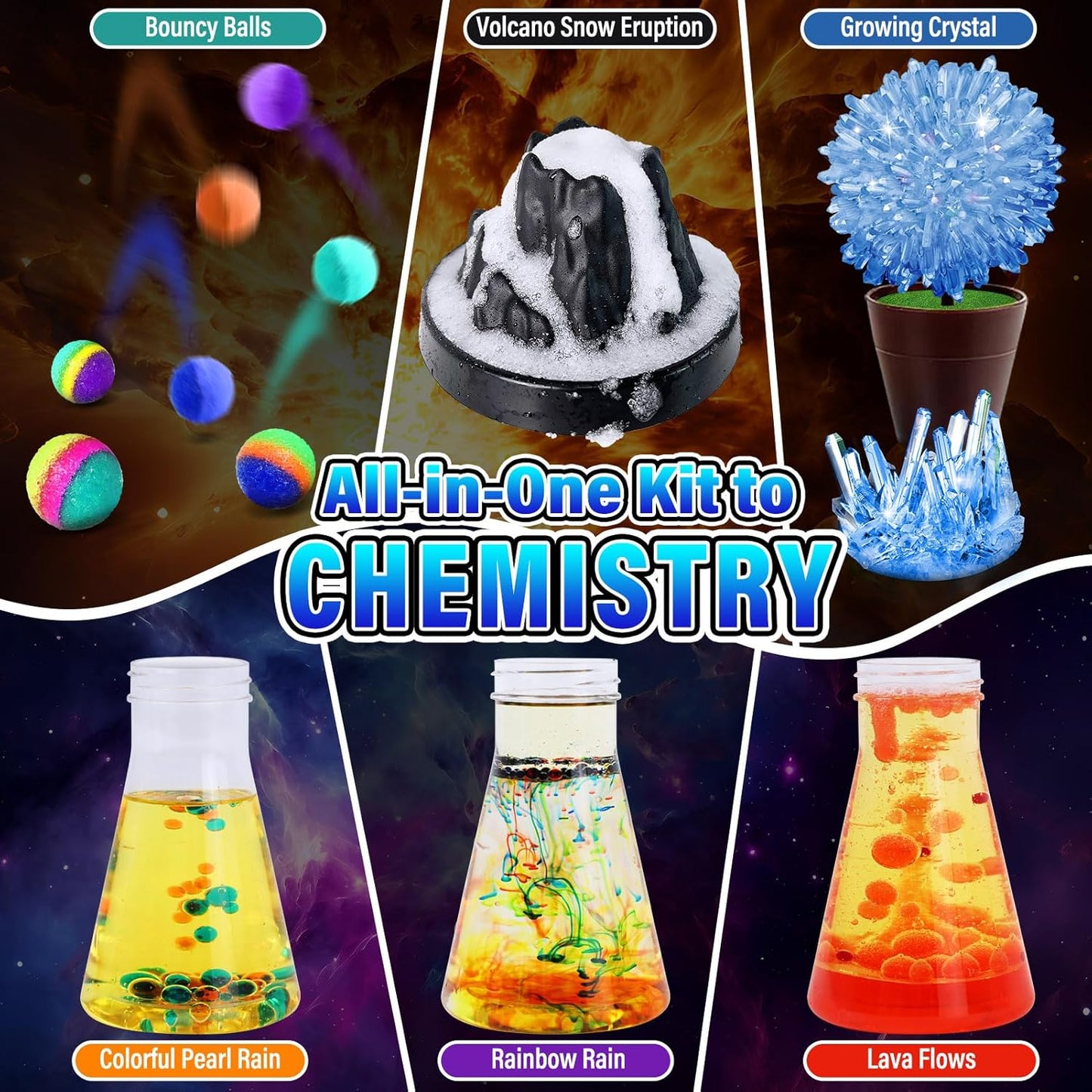 250 Experiments Kits for Kids, Science S.T.E.M Projects Scientific Toys for Boys Girls Gifts Ideas Birthday Christmas, Erupting Volcano, Planet, Bouncy Ball,Chemistry Scientist Set