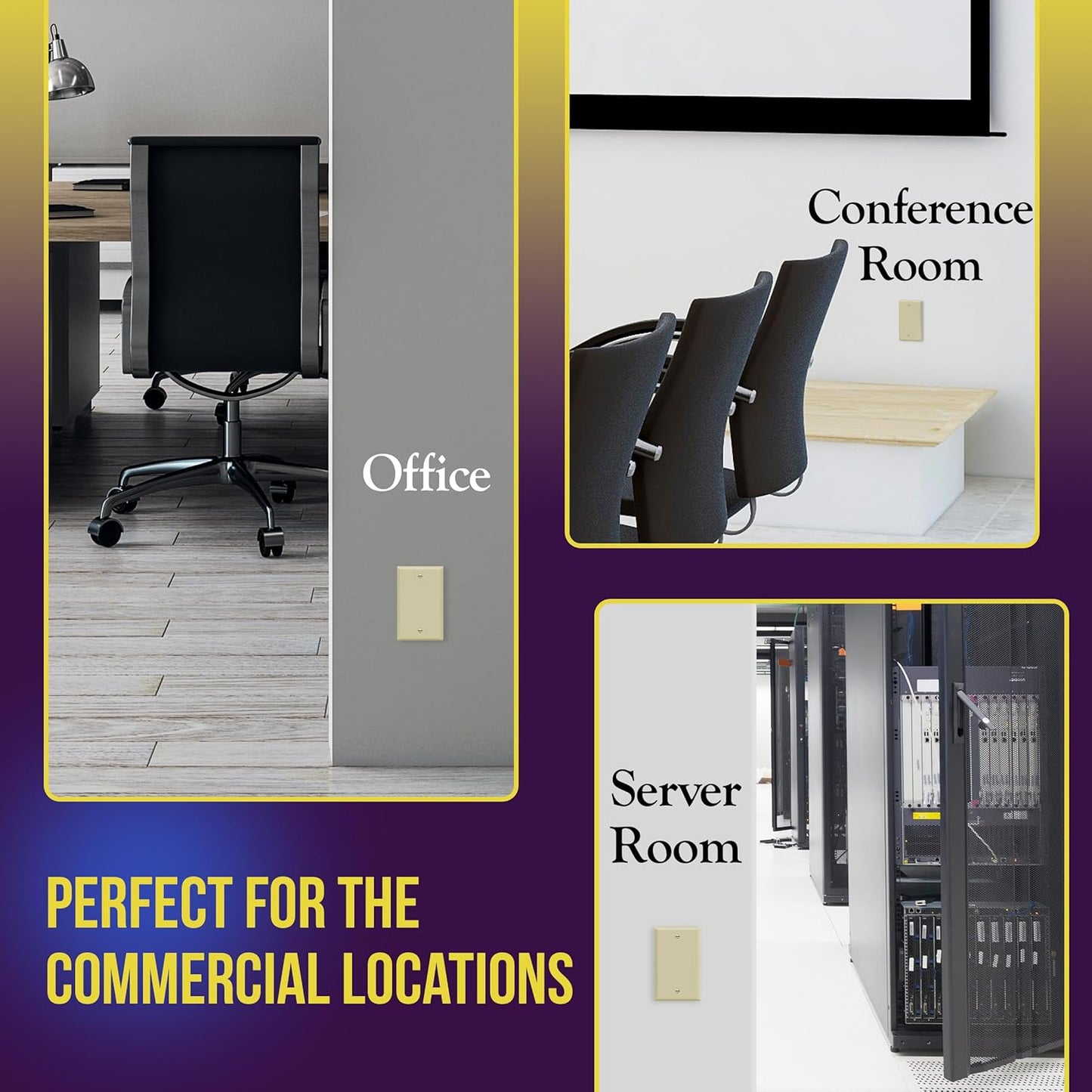 ENERLITES Blank Device Wall Plate, Gloss Finish, Standard Size 1-Gang 4.50" x 2.76", Polycarbonate Thermoplastic, 8801-I, Ivory