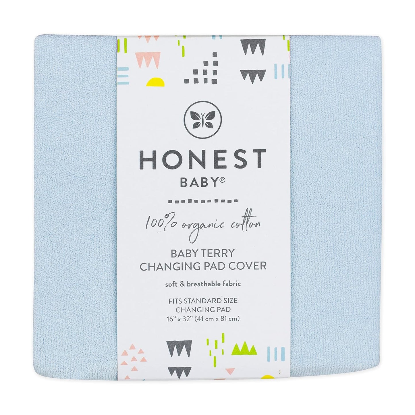 HonestBaby Unisex Baby Organic Cotton Changing Pad Cover And Toddler Sleepers, Light Blue (Terry Cotton), 1 Count Pack Of 1 US
