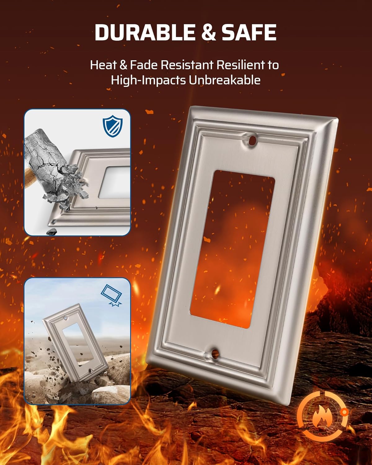 DEWENWILS 4-Pack Metal Wall Outlet Cover, Decorator Wall Plates for Receptacle, GFCI Outlet, Dimmer Switch, Brushed Nickel